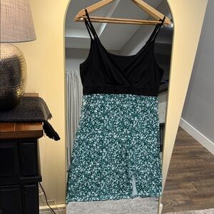 Black and Green Floral Dress